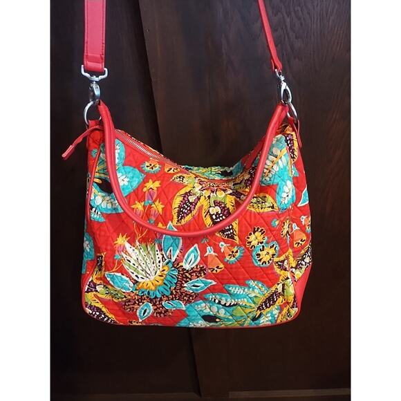 Vera Bradley Vivian Crossbody Bag Rumba Floral Pink Yellow Blue Quilted Cotton - Picture 5 of 9